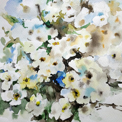 Abstract bright colored decorative background . Floral pattern handmade . Beautiful tender romantic bouquet of rose flowers , made in the technique of watercolors from nature.