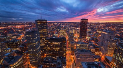 Fototapeta premium Vibrant Modern Cityscape with Skyscrapers and Urban Elements