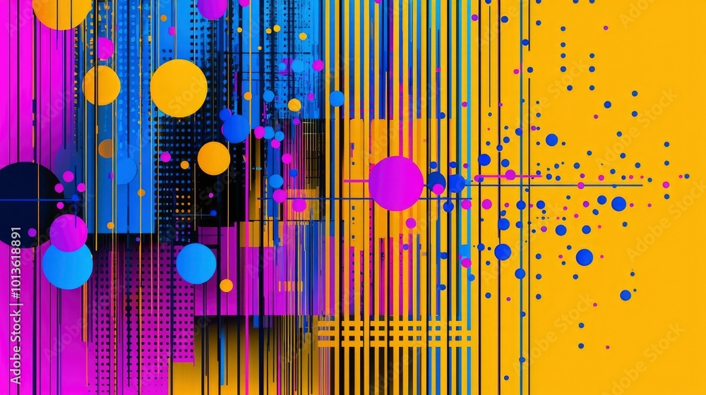 Poster abstract geometric pattern with overlapping circles and lines