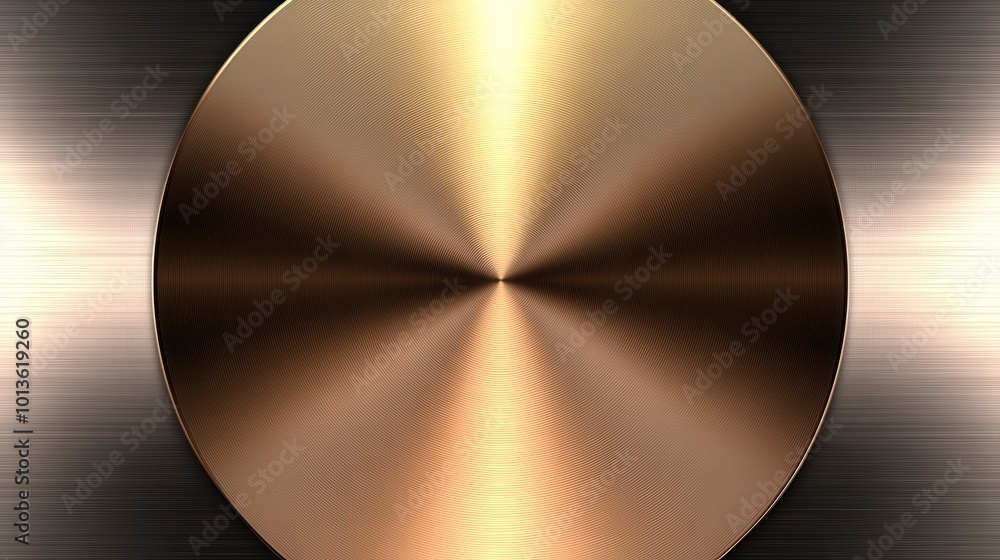 Poster abstract metallic design with circular texture and gradient golden hues