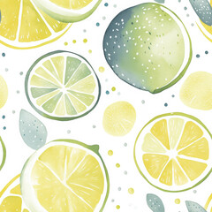 A refreshing seamless pattern with lime and lemon slices, ideal for food-themed designs and summer projects.