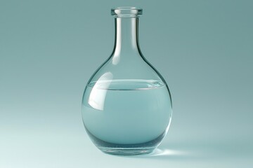 A clear glass vase filled with water against a soft, muted background in a calm setting