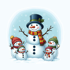 Playful Snowman Vector Illustration