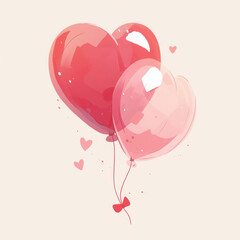 Heart-shaped Balloons in Soft Watercolor Design