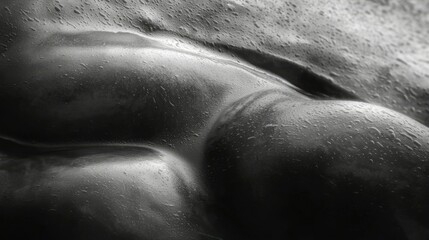 Fototapeta premium Close-up of a Wet, Dark, Textured Surface