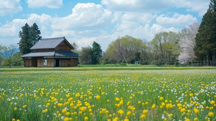 Fototapeta premium photo of beautiful meadow with flowers
