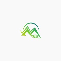 Mountains water logo template illustration