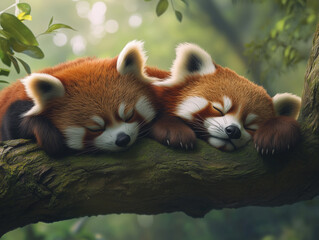 panda rossi che dormono