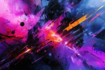 Naklejka premium Abstract storm of neon colors in chaotic order