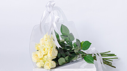 Bouquet of white roses isolated on white