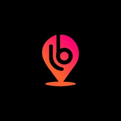 Letter b location logo template design