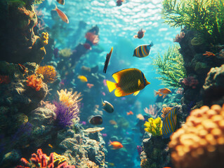 Pesci tropicali e barriera corallina