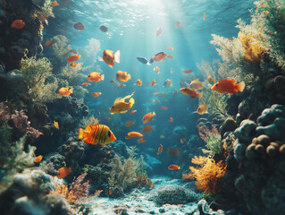 Pesci tropicali e barriera corallina