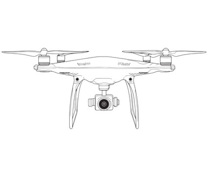 recommend clip art: Drone line art icon, Drone camera, Outline flying drone vector