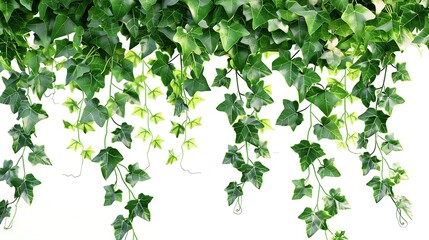 Green ivy plant on white wall background