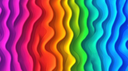 Abstract Rainbow Wavy Pattern with 3D Effect
