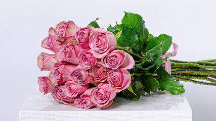 Bouquet of pink roses isolated on white