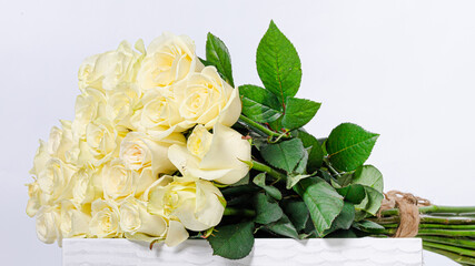 Bouquet of white roses isolated on white