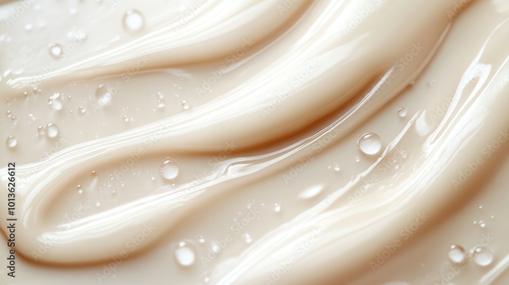 Poster a creamy substance features smooth swirls and tiny droplets, highlighting its texture and quality un