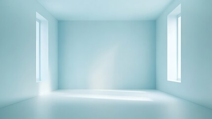 Fototapeta premium Empty room with two windows and a bright light.
