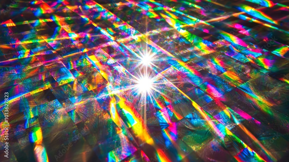 Poster abstract iridescent pattern with light streaks and blur