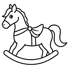 A rocking horse with a festive bow
