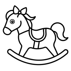 A rocking horse with a festive bow
