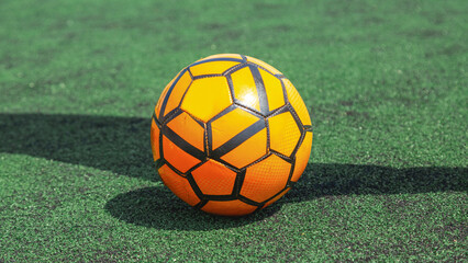 Football ball in the field. Horizontal sport theme.