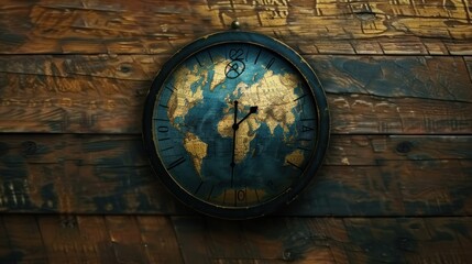 World Clock Illustration for Time Zones on a Globe AI generated image