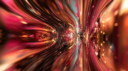 Abstract Digital Artwork with Red, Orange, and Gold Streaks and Glowing Spots