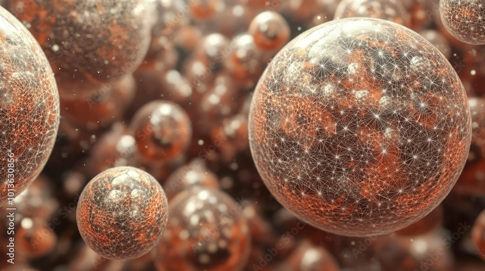 Aufkleber abstract spherical structures with intricate web-like patterns