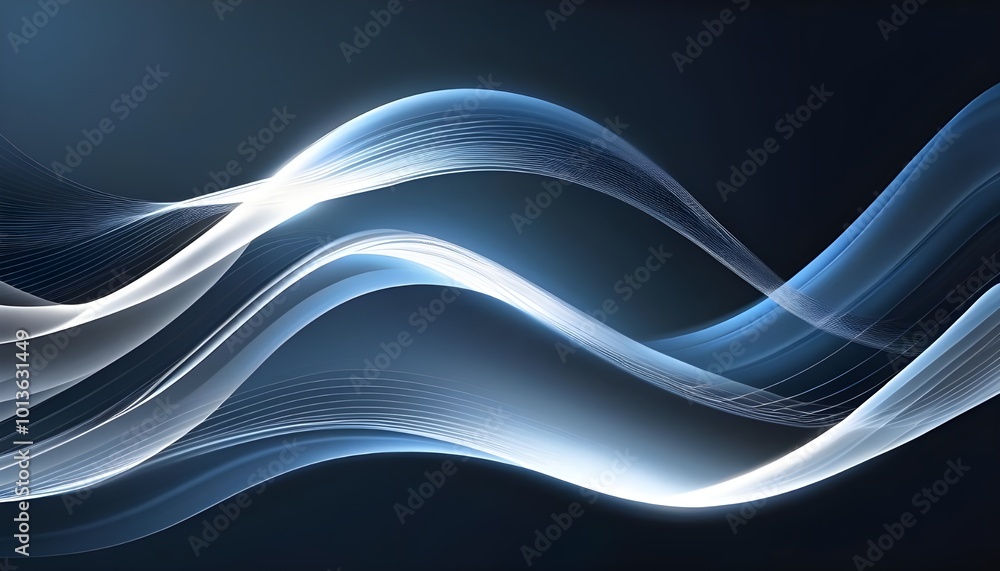 Poster abstract blue wave background with smooth lines and energy flow