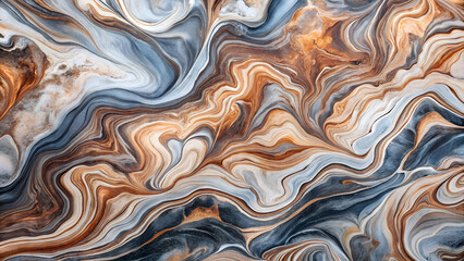 Obraz premium Abstract marble streak pattern in gray, brown, and orange tones.