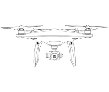 recommend clip art: Drone line art icon, Drone camera, Outline flying drone vector