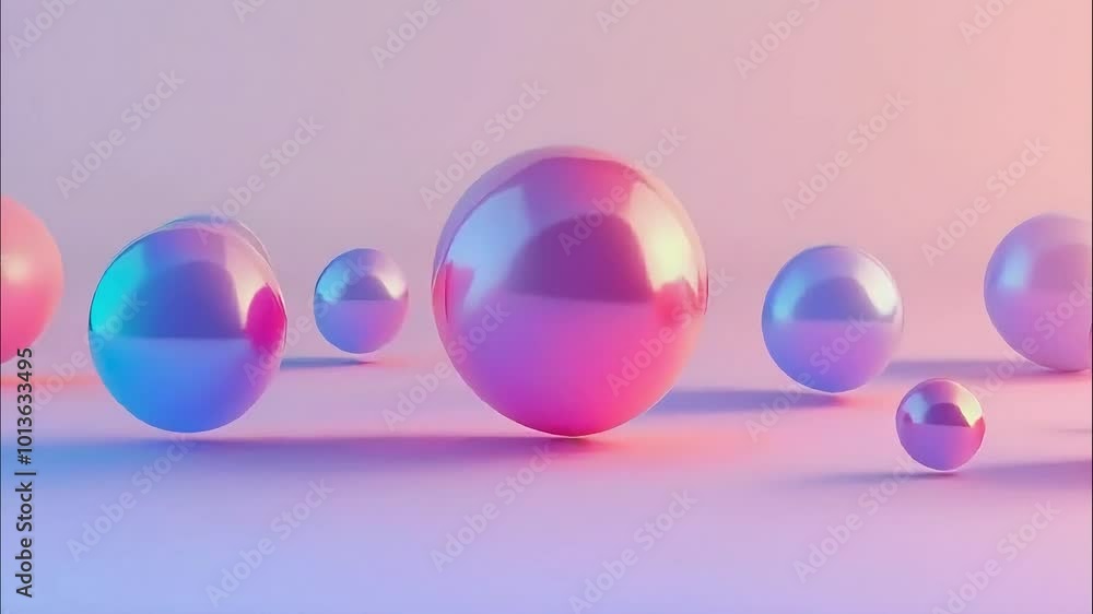 Poster floating spheres: gradient colors and subtle animation