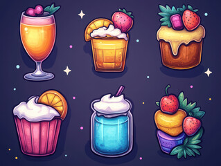 Fun New Year's Day 2025 digital stickers and emojis pictures with bright and playful designs for use in social media and messaging apps