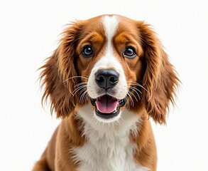Kooikerhondje Adult Dog Sitting on White Background with Open Mouth