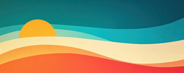 Conceptual retro background with a grainy, vibrant gradient transitioning from warm to cool tones, perfect for a poster