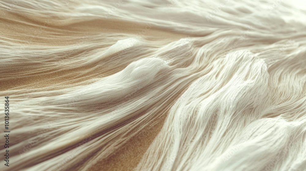 Poster abstract texture of white fabric with delicate lines and curving shapes