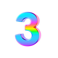 3D icon, number 3, white background, smooth textures, vibrant colors. Generative AI