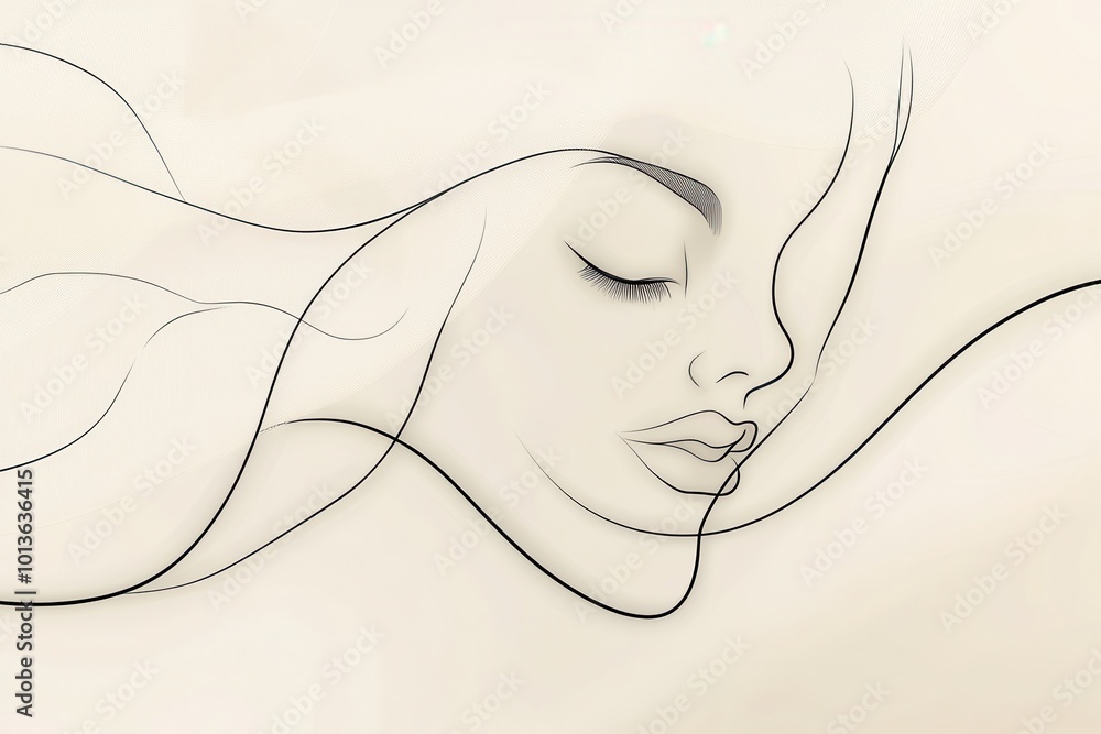 Aufkleber the artwork features an abstract representation of a female face, emphasizing flowing lines that con