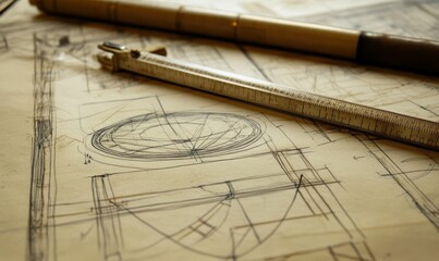 A drawing with a ruler on top.