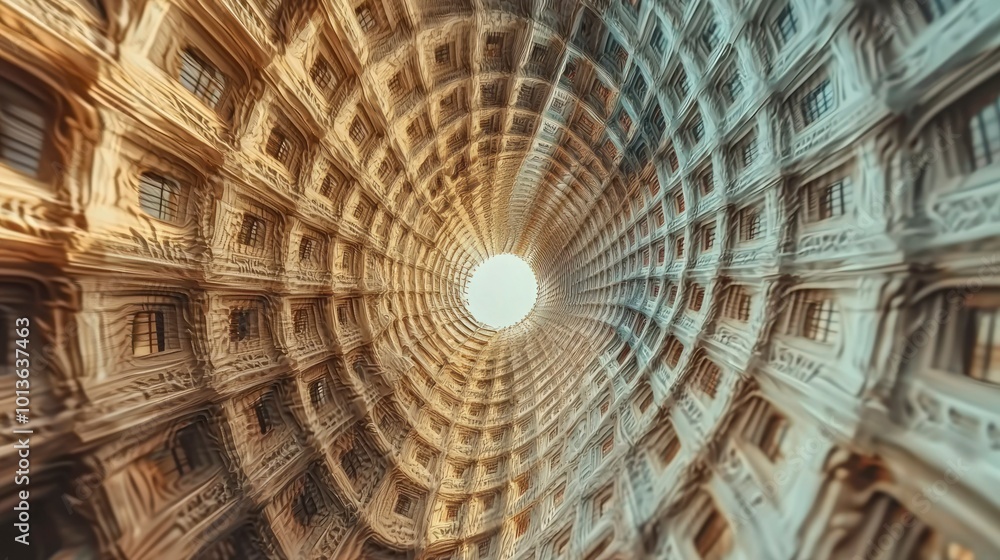 Poster abstract architectural pattern with a light at the end of the tunnel
