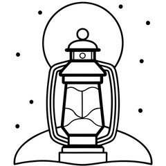 A snow-covered lantern glowing at night