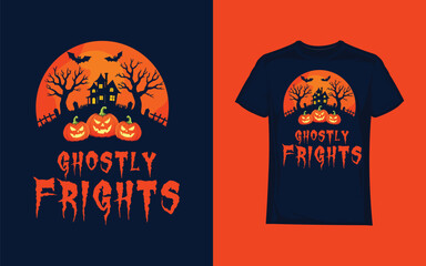 Ghostly Frights halloween t-shirt vector design.eps