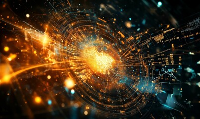 Fototapeta premium Abstract digital network with bright lights.