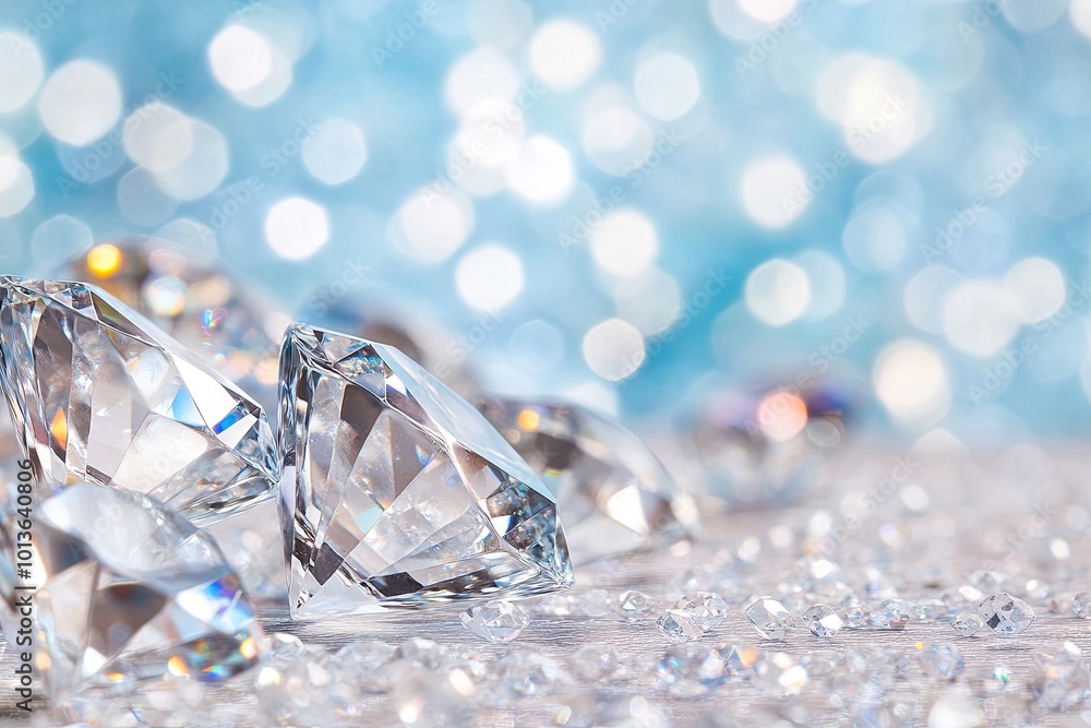 Poster glittering diamonds on a surface with a blurred background in kalimantan
