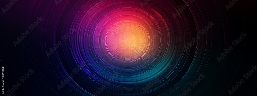 Poster abstract background with colorful swirling circles and a bright center.