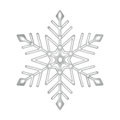 3D silver snowflake illustration. PNG with transparent background.	