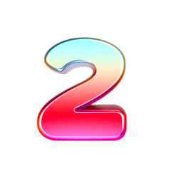 3D icon, number 2, white background, smooth textures, vibrant colors. Generative AI